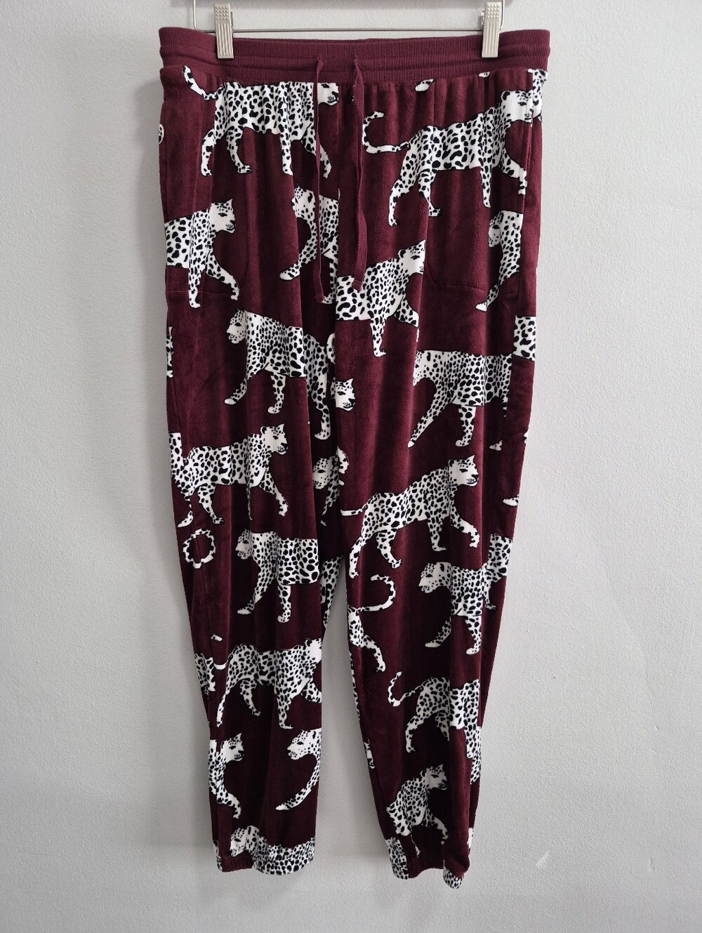 Maroon Leopard Print Pajama Pants - Women's Cozy Sleepwear